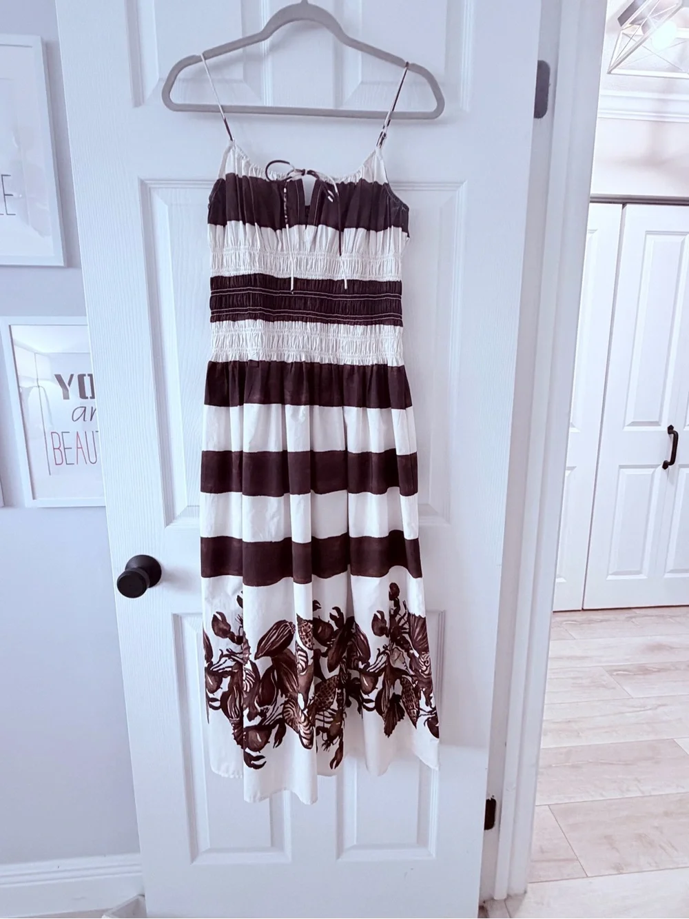 J. Crew midi dress! NEW  Striped Spaghetti-Strap Maxi Dress in BROWN and CREAM